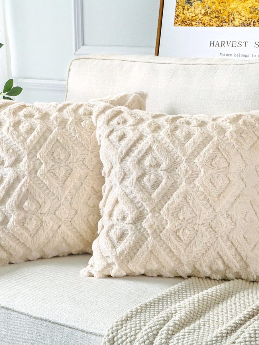 Pack of 2 Soft Plush Short Wool Velvet Decorative Throw Pillow Covers Luxury
